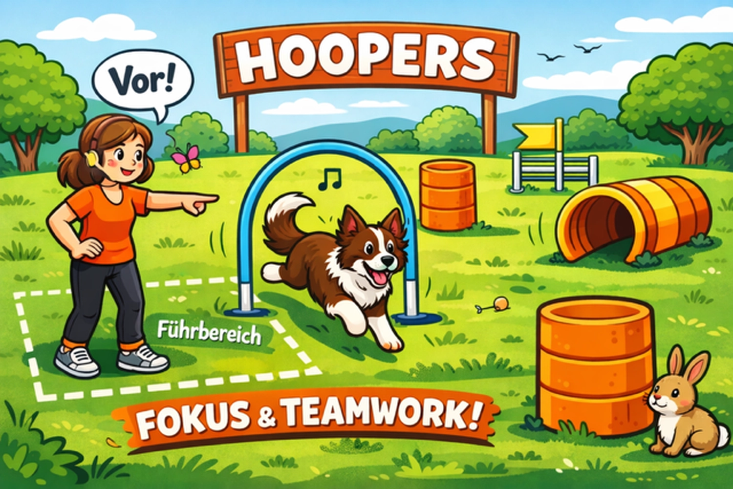 Hundeschule Lupus-Hund läuft auf einer Wiese